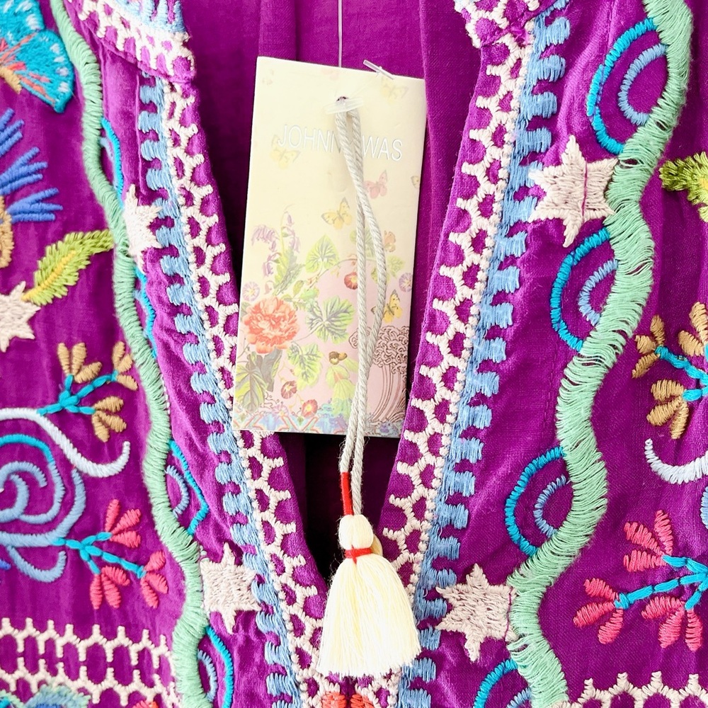 NWT Johnny Was Arzella Blouse Purple Magenta Embroidered Pullover Top Size Large - Picture 2 of 13